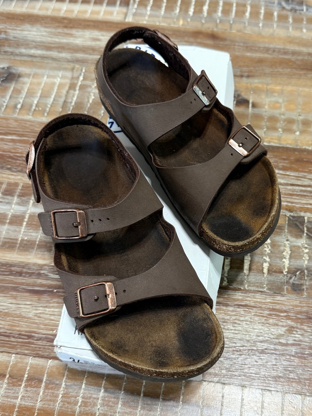 Birkenstock Sandals Youth 3 Brown Strappy Ankle Buckle Adjustable Summer Comfort